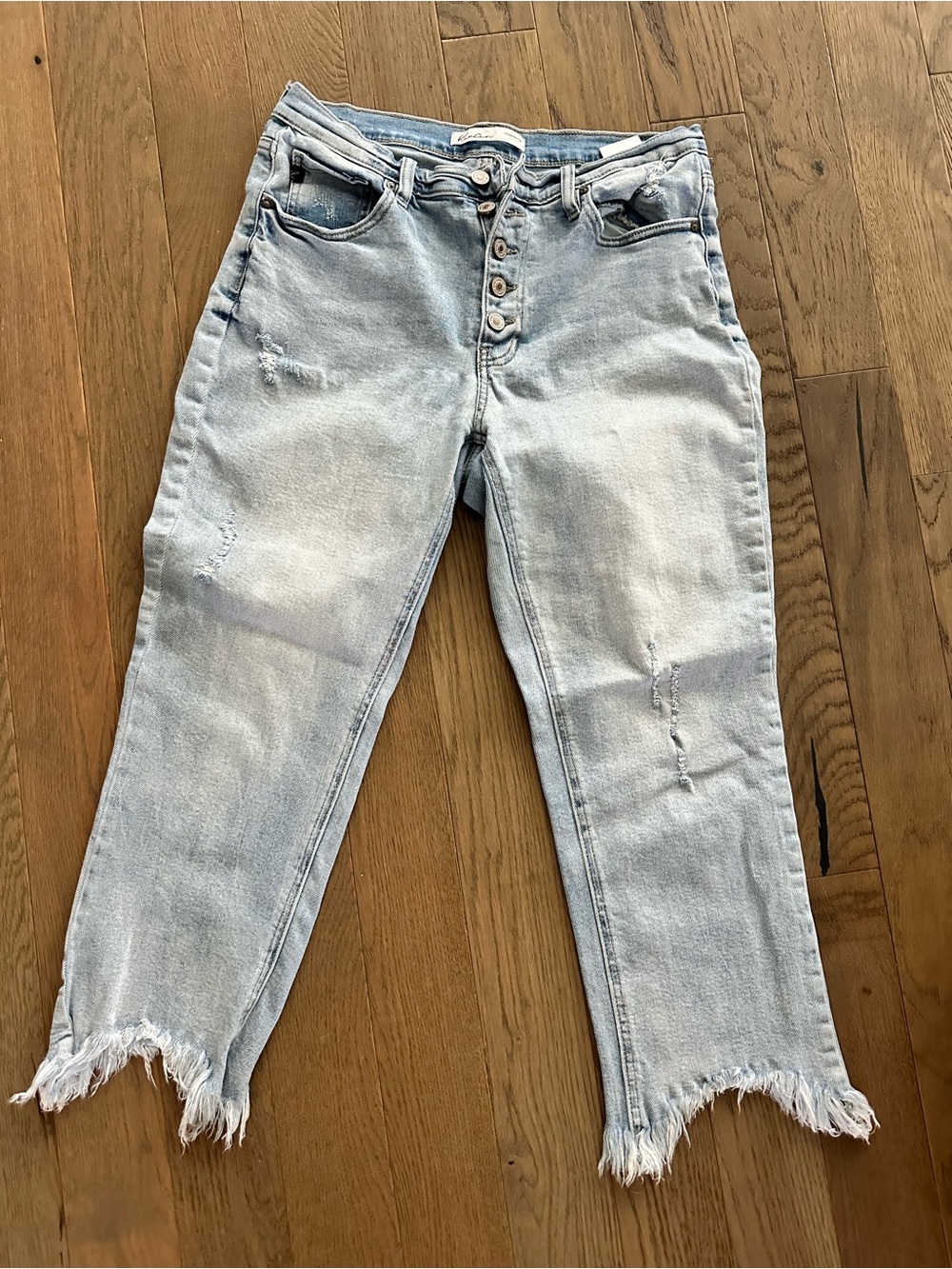 KanCan Light Blue Distressed Ankle Cropped Jeans